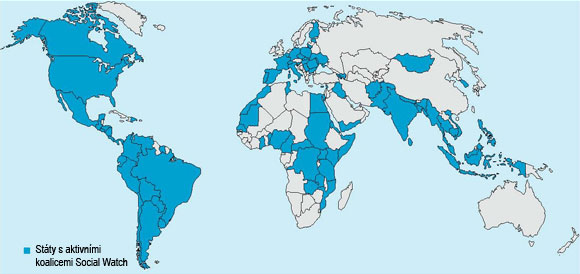 Státy s aktivními koalicemi Social Watch